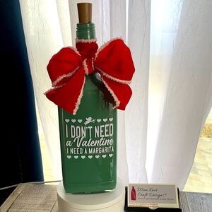 Hand Crafted Green Painted Margarita Valentine Bottle Lantern